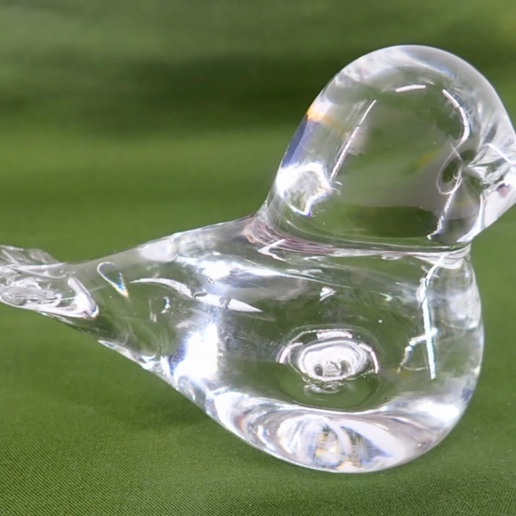 Art Glass Bird Figurine Hand Blown Clear Mid Century Modern 4.5” x 2" MCM 10 oz - Picture 14 of 16